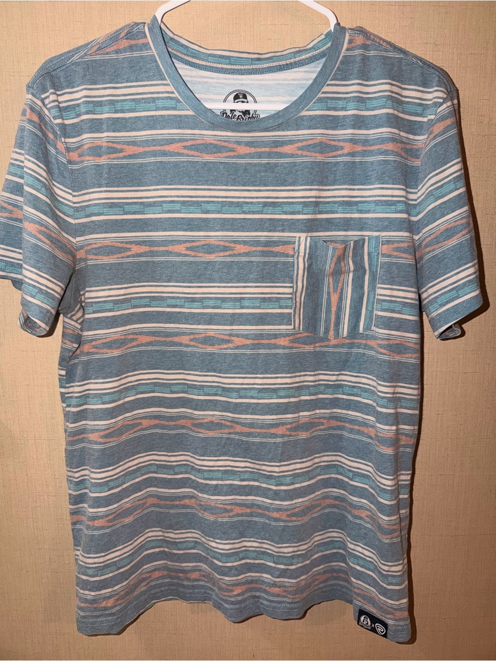Striped Short-Sleeve Pocket Tee - Blue & Cream